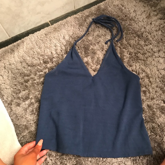Urban Outfitters Tops - deep halter neck top navy blue size M urban